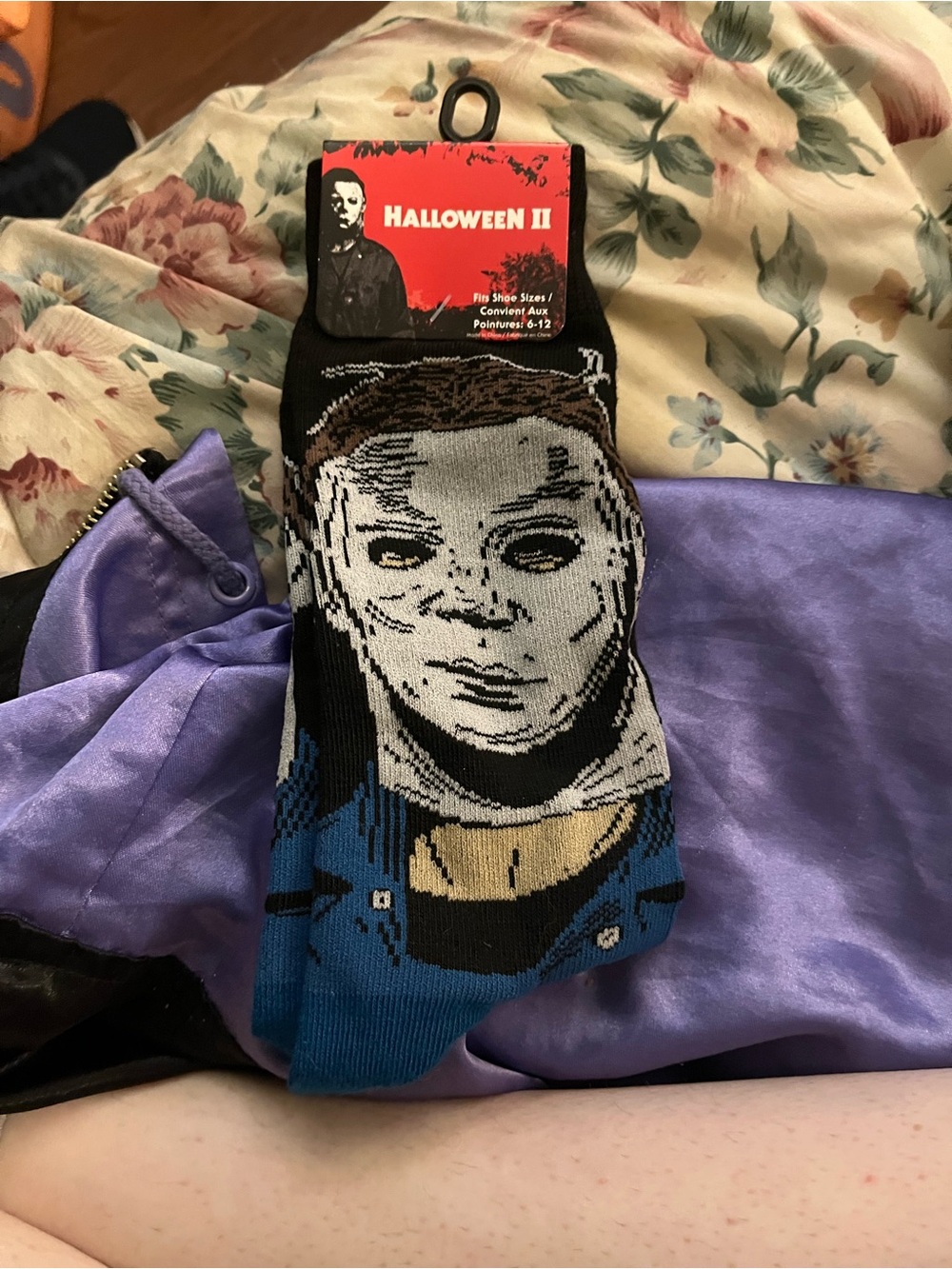 Halloween II Graphic Crew Socks - Black & Blue